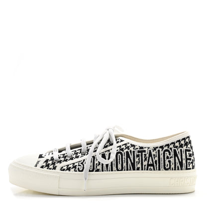 Christian Dior Canvas Houndstooth 30 Montaigne Embroidered Womens Walk'N'Dior Low Top Sneakers 40 Black White 1 of 8