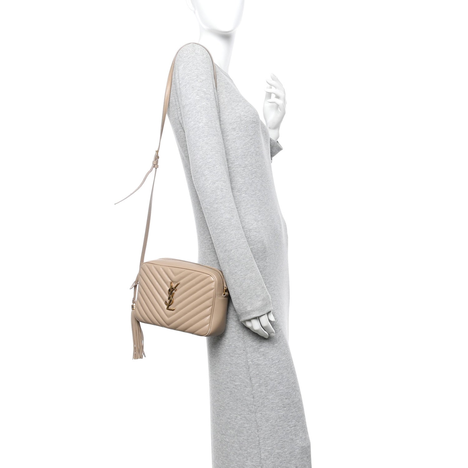 Saint Laurent Calfskin Matelasse Monogram Lou Camera Bag Nude Powder 2 of 16