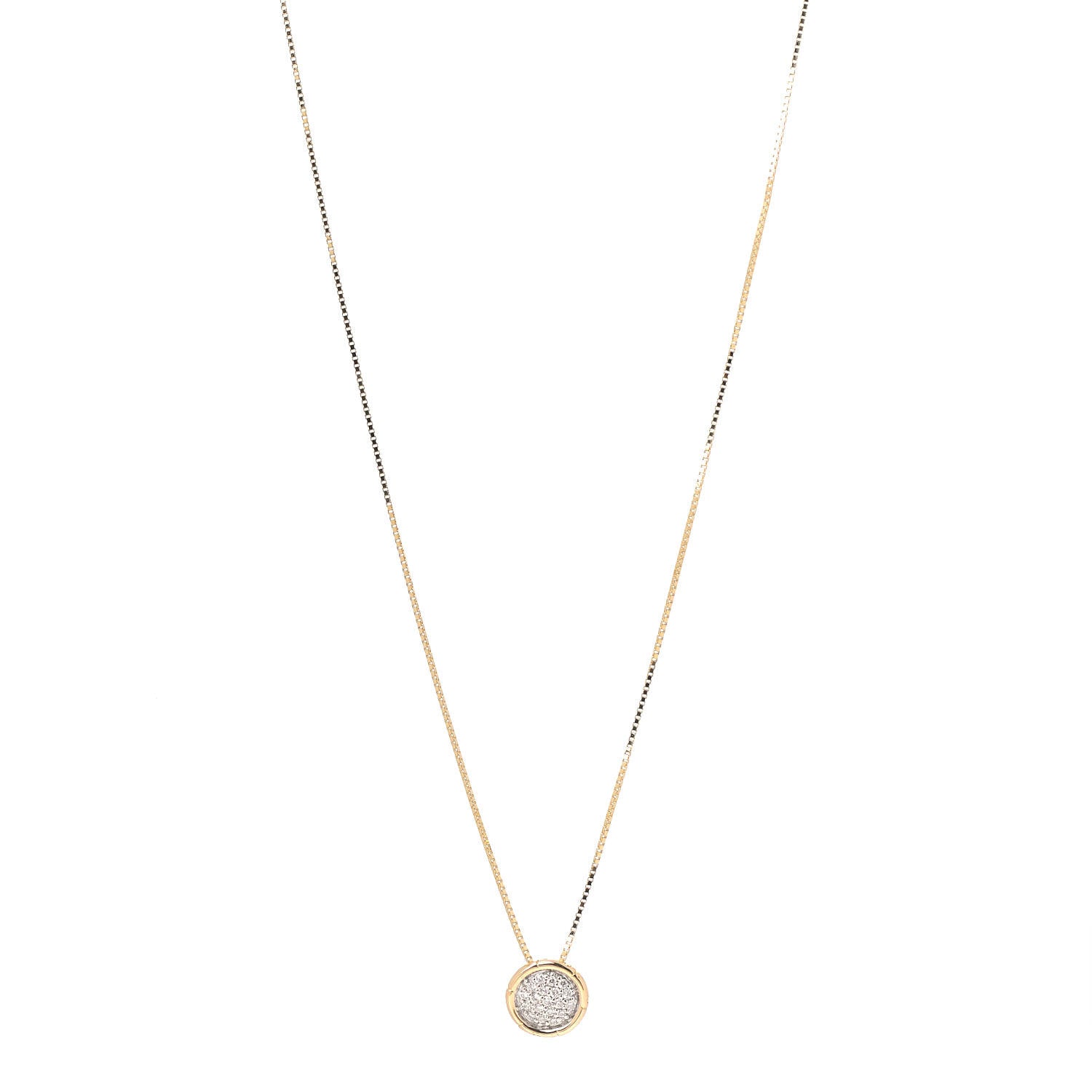 John Hardy 18K Yellow Gold Diamond Bamboo Pendant Necklace 1 of 5