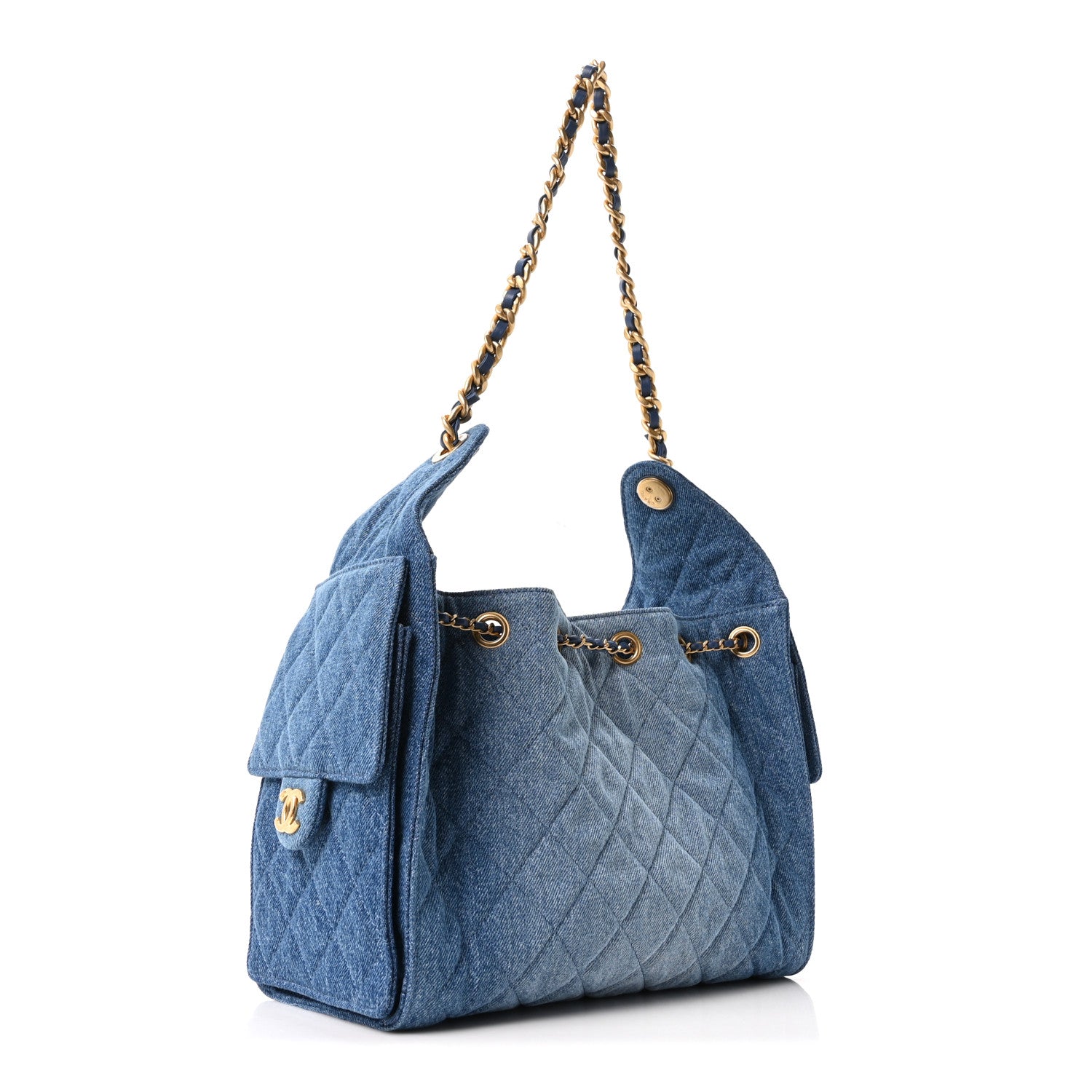Chanel Washed Denim Quilted Small Chanel 25 Handbag Blue 1828263