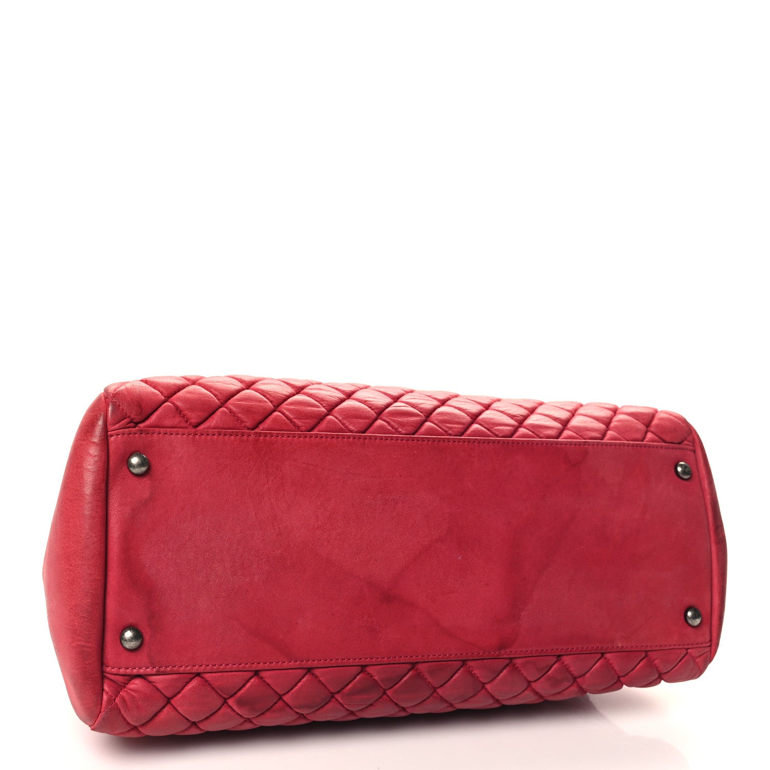 Chanel Iridescent Calfskin Quilted Large Just Mademoiselle Bowling Bag Red 4 of 17