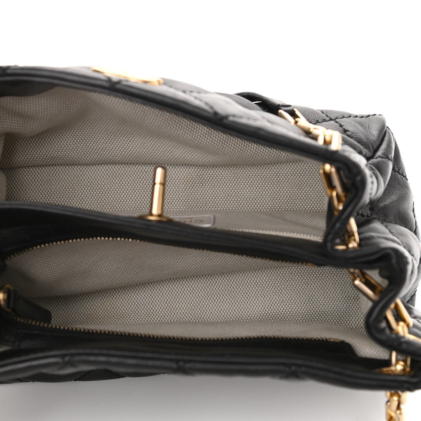 Calfskin Stitched Small Retro Chain Tote Black