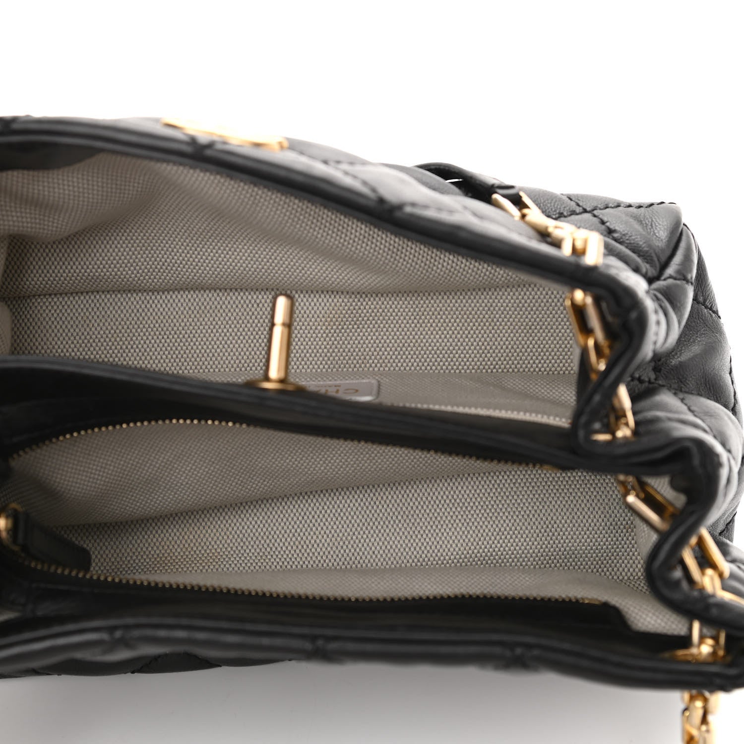 Chanel Calfskin Stitched Small Retro Chain Tote Black 4 of 10