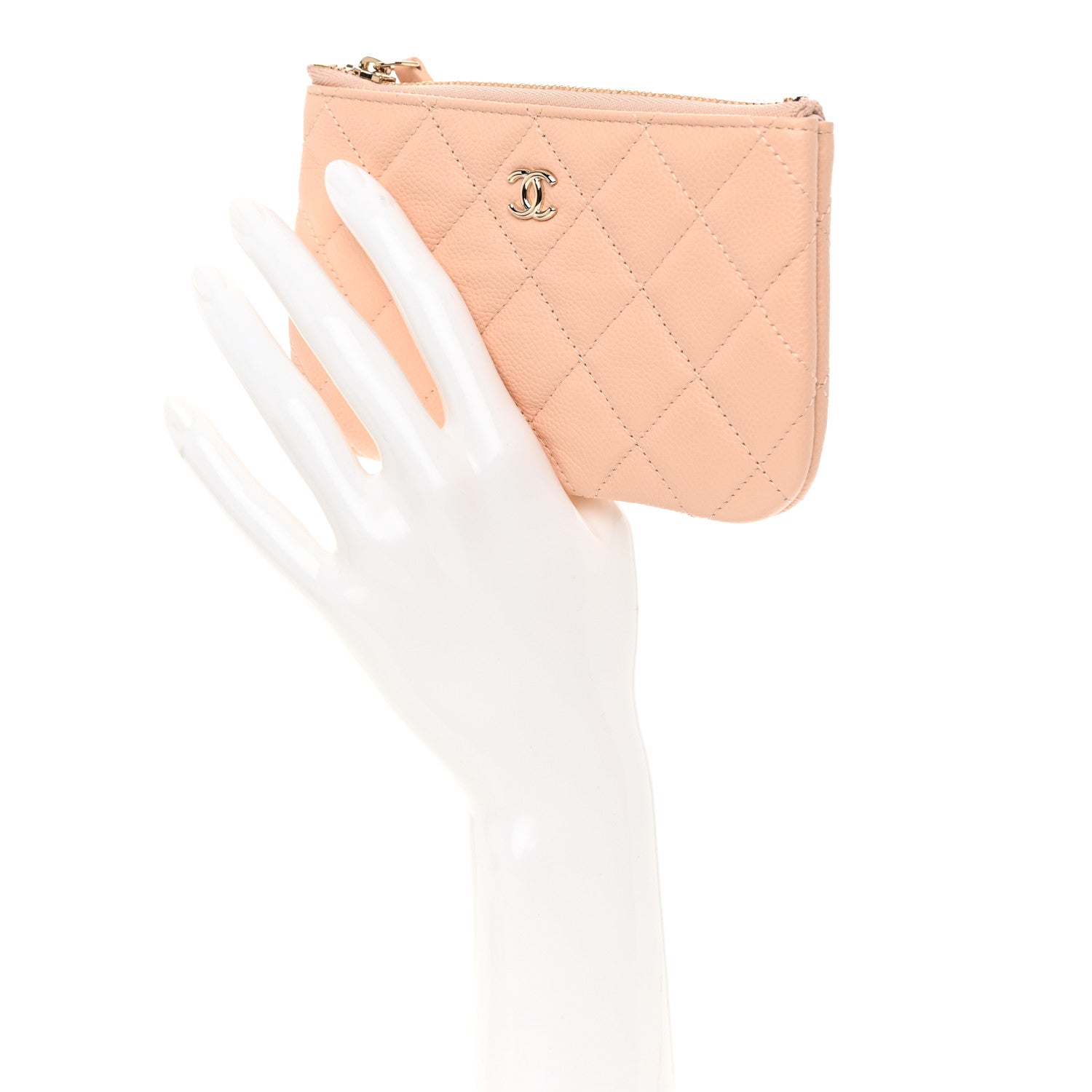 Chanel Caviar Quilted Small Cosmetic Case Light Beige 2 of 8
