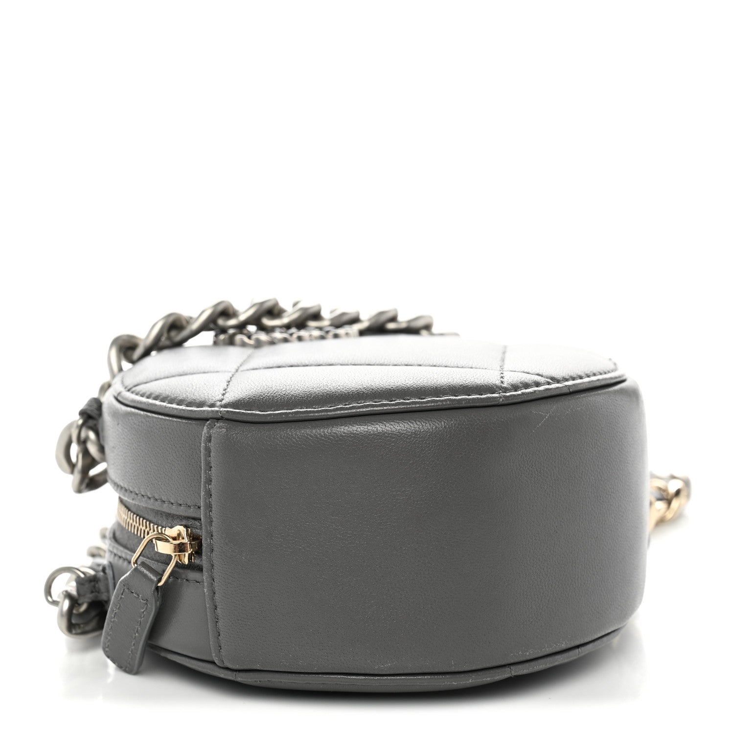 Chanel Lambskin Quilted Chanel 19 Round Clutch With Chain Grey 4 of 10