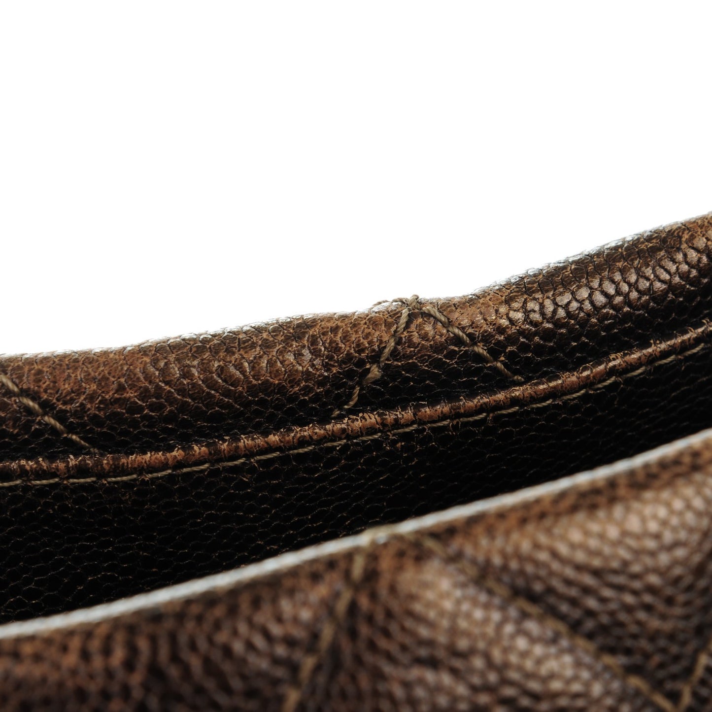Iridescent Caviar Quilted Tall Chic Shopping Tote Dark Gold