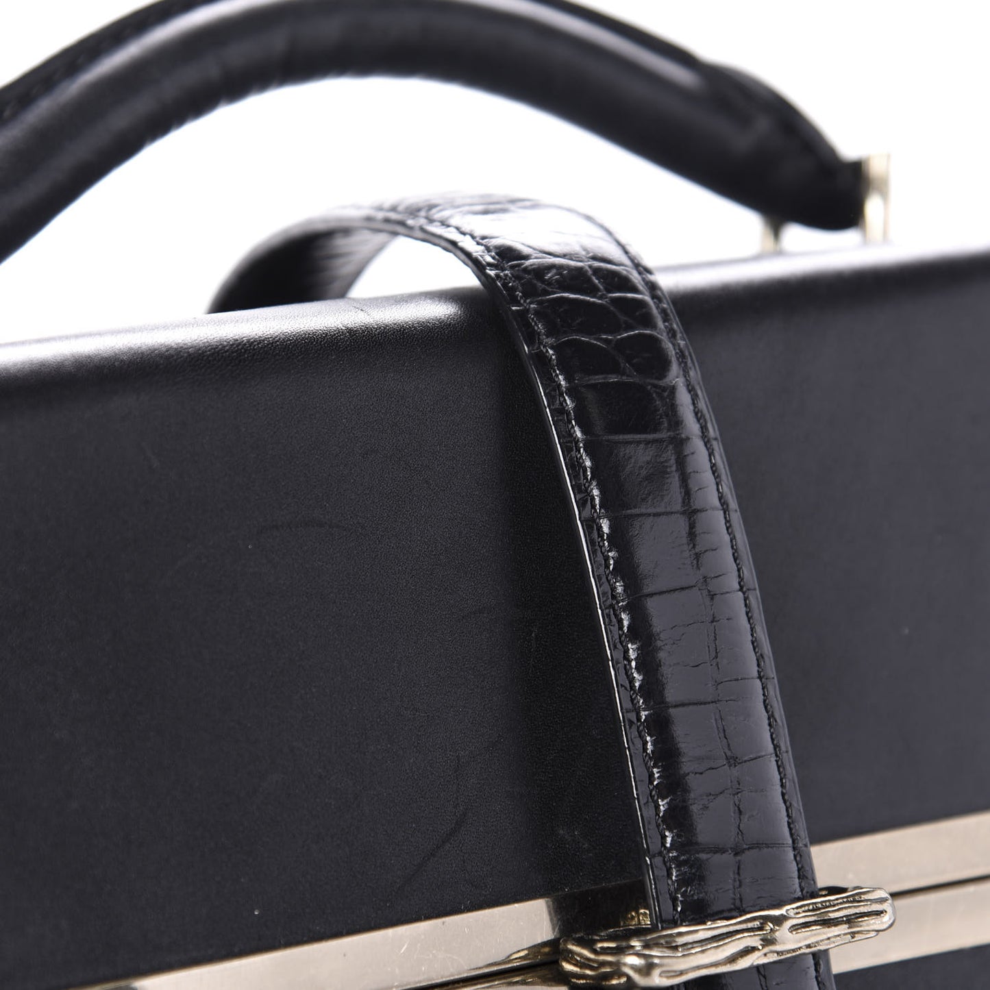 Calfskin Crocodile Embossed Tai Dopp Kit Bag Black
