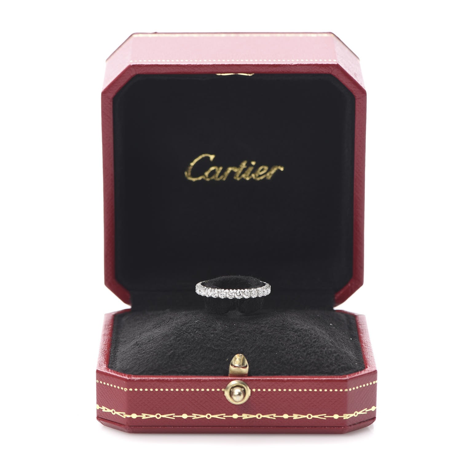 Cartier Platinum Diamond 2.6mm Etincelle de Wedding Band Ring 50 5.25 6 of 6