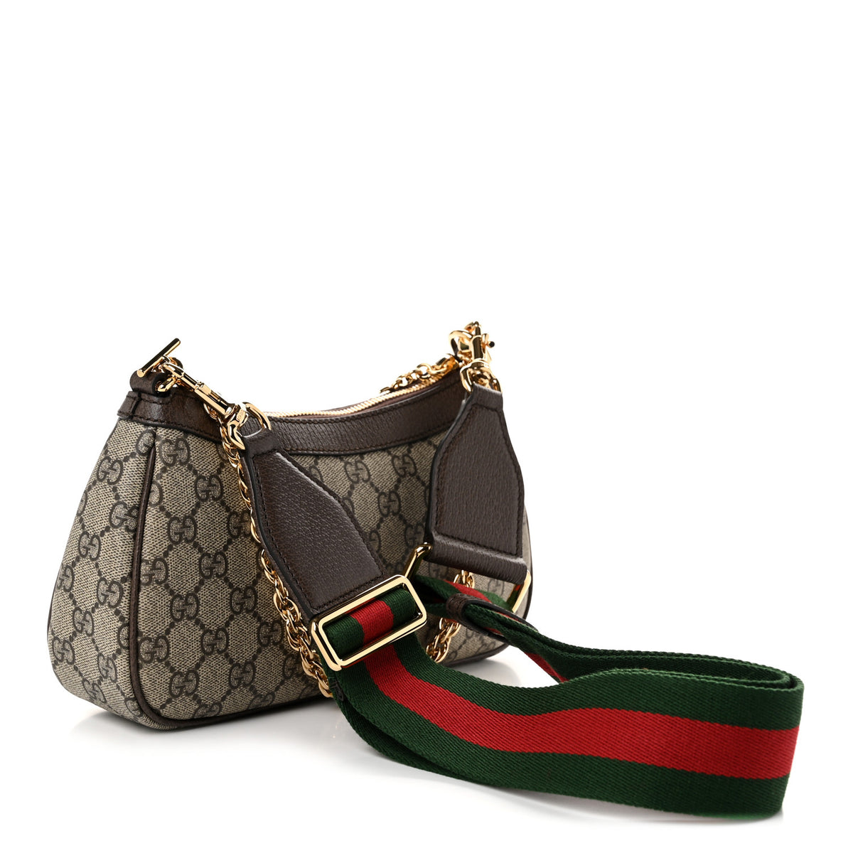GG Supreme Monogram Textured Dollar Calfskin Web Small Ophidia GG Handbag Beige Ebony New Acero