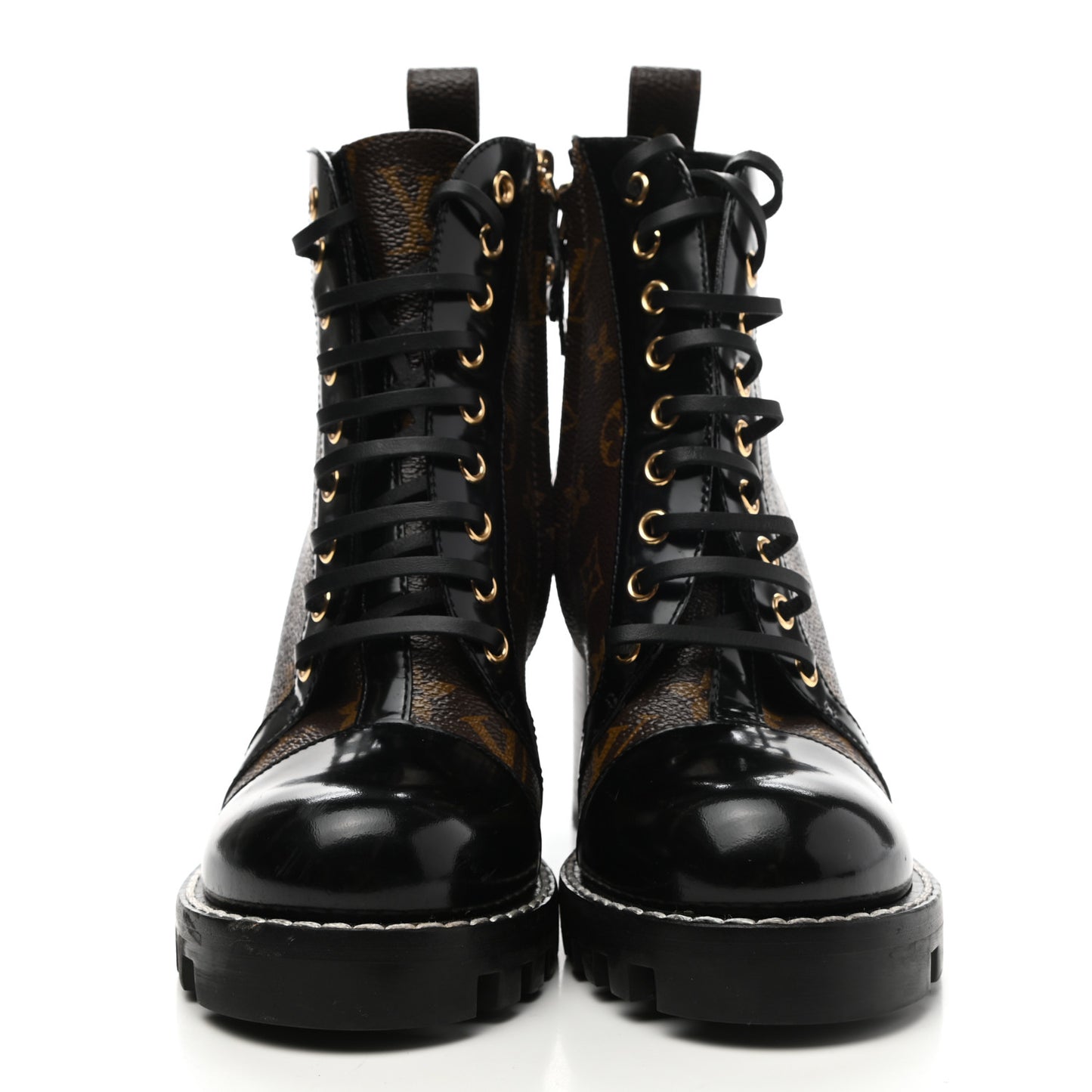 Patent Calfskin Monogram Star Trail Ankle Boots 37 Black