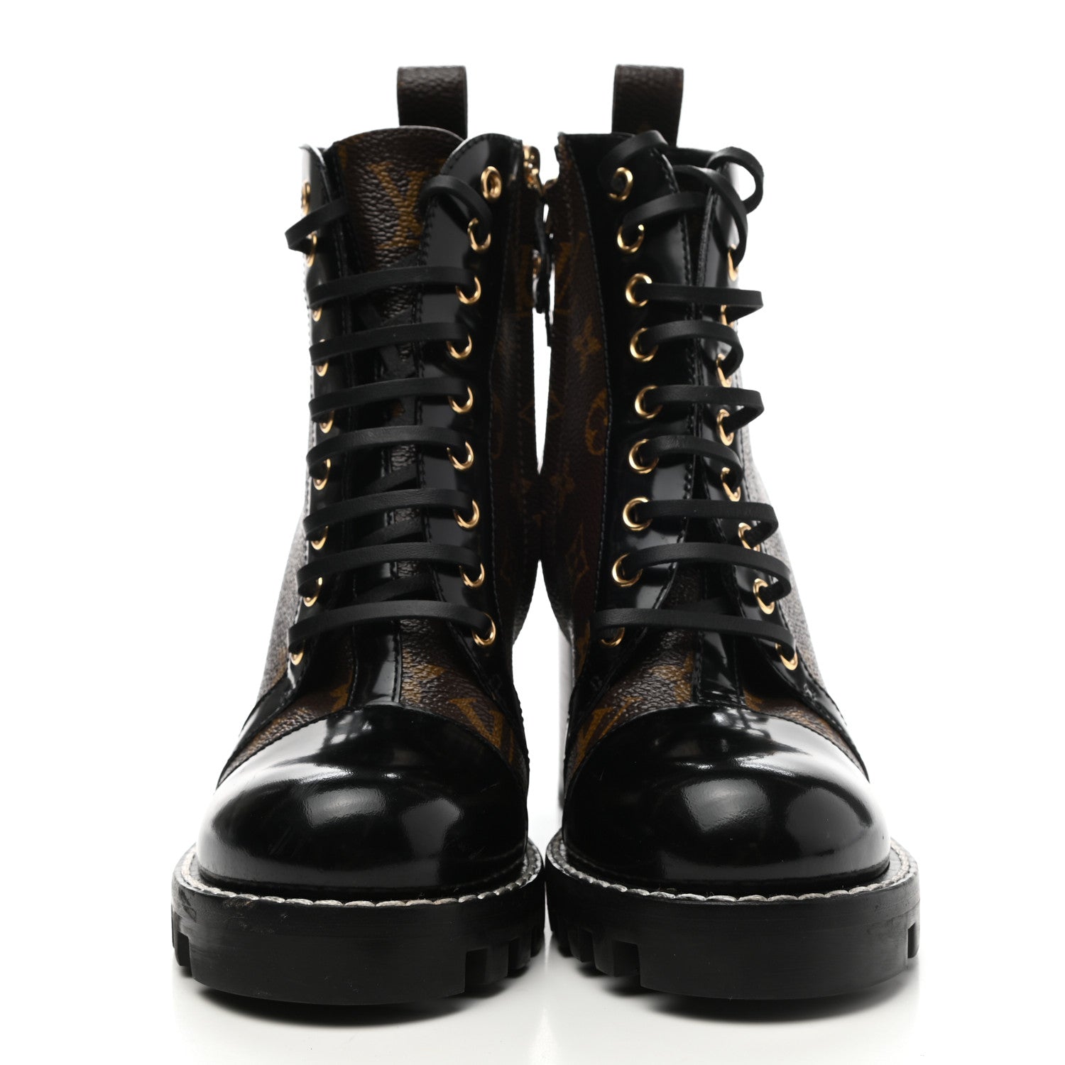 Louis Vuitton Patent Calfskin Monogram Star Trail Ankle Boots 37 Black 2 of 8