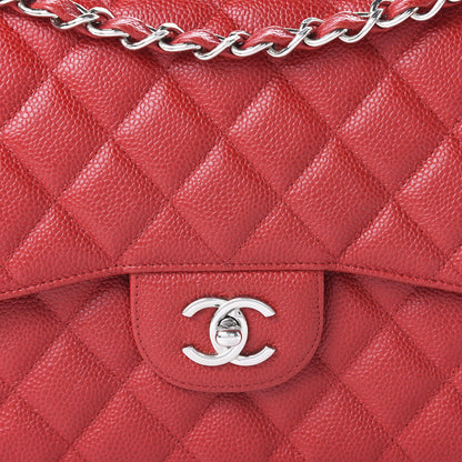 Chanel Caviar Quilted Jumbo Double Flap Red 10 of 10
