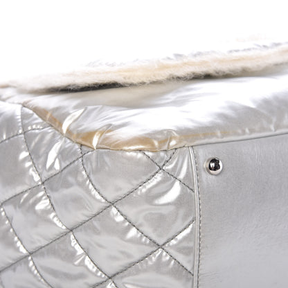Chanel Vinyl Mohair Trimmed Accordion Arctic Polar Ice Flap Silver 8 of 13