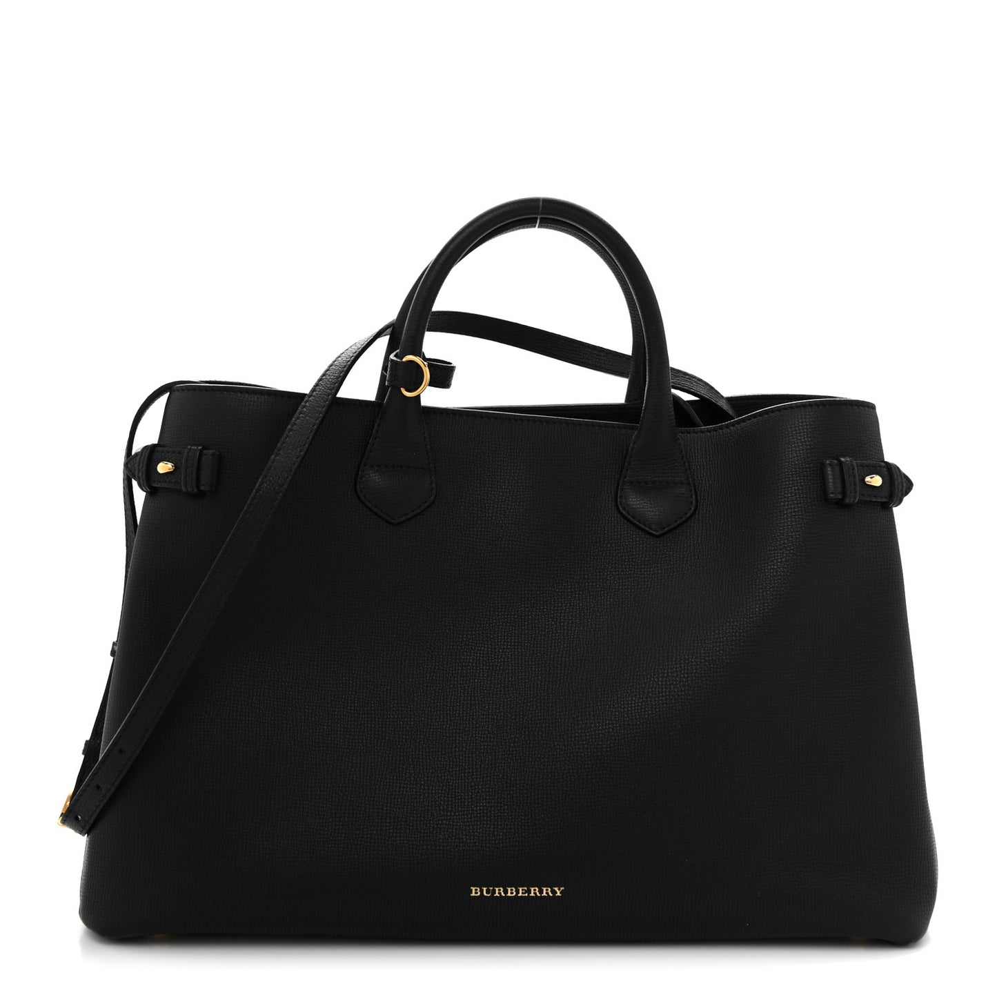 Grainy Calfskin House Check Large Banner Tote Black