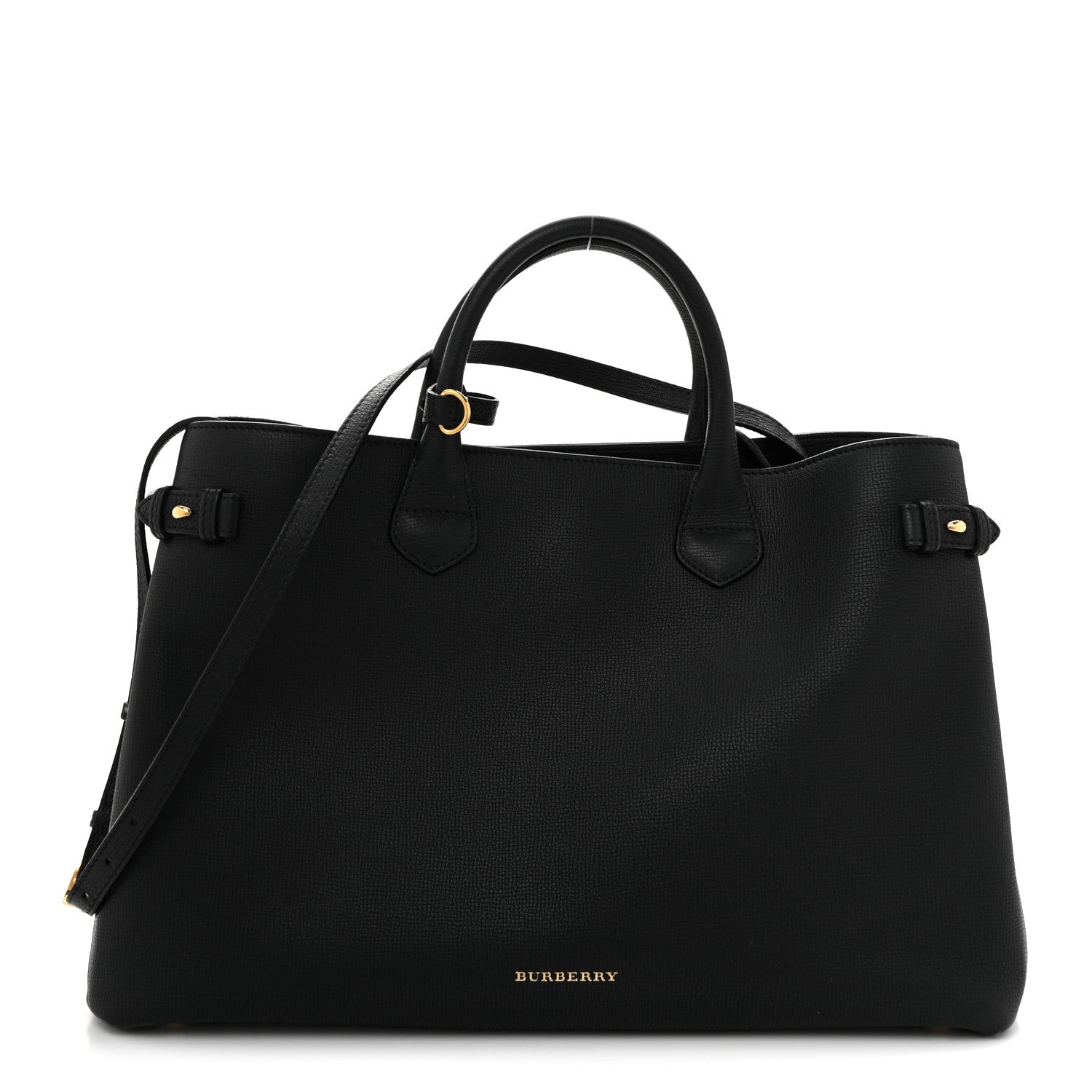 Burberry Grainy Calfskin House Check Large Banner Tote Black 1 of 15