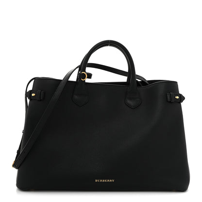 Burberry Grainy Calfskin House Check Large Banner Tote Black 1 of 15