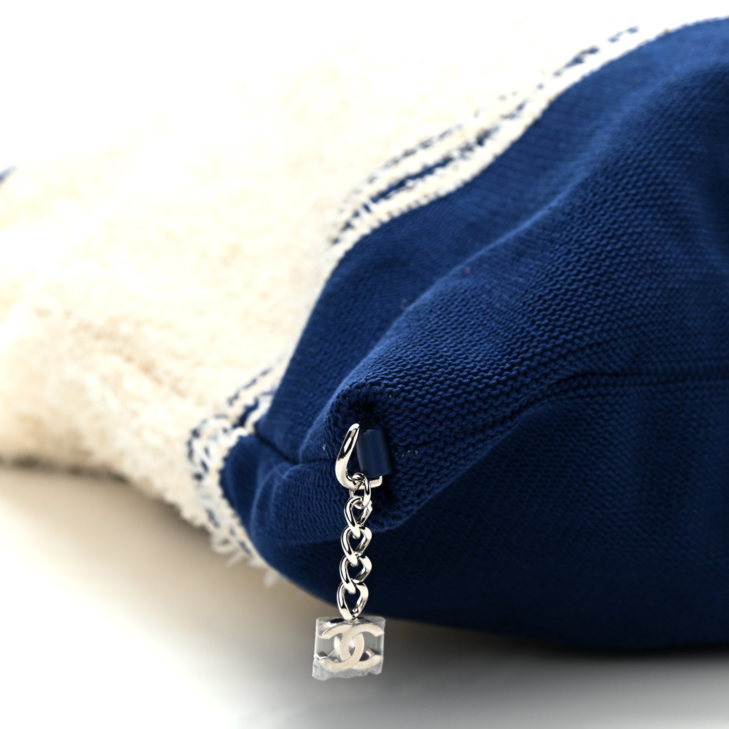 Tweed Fabric Deauville Biarritz Tote White Navy