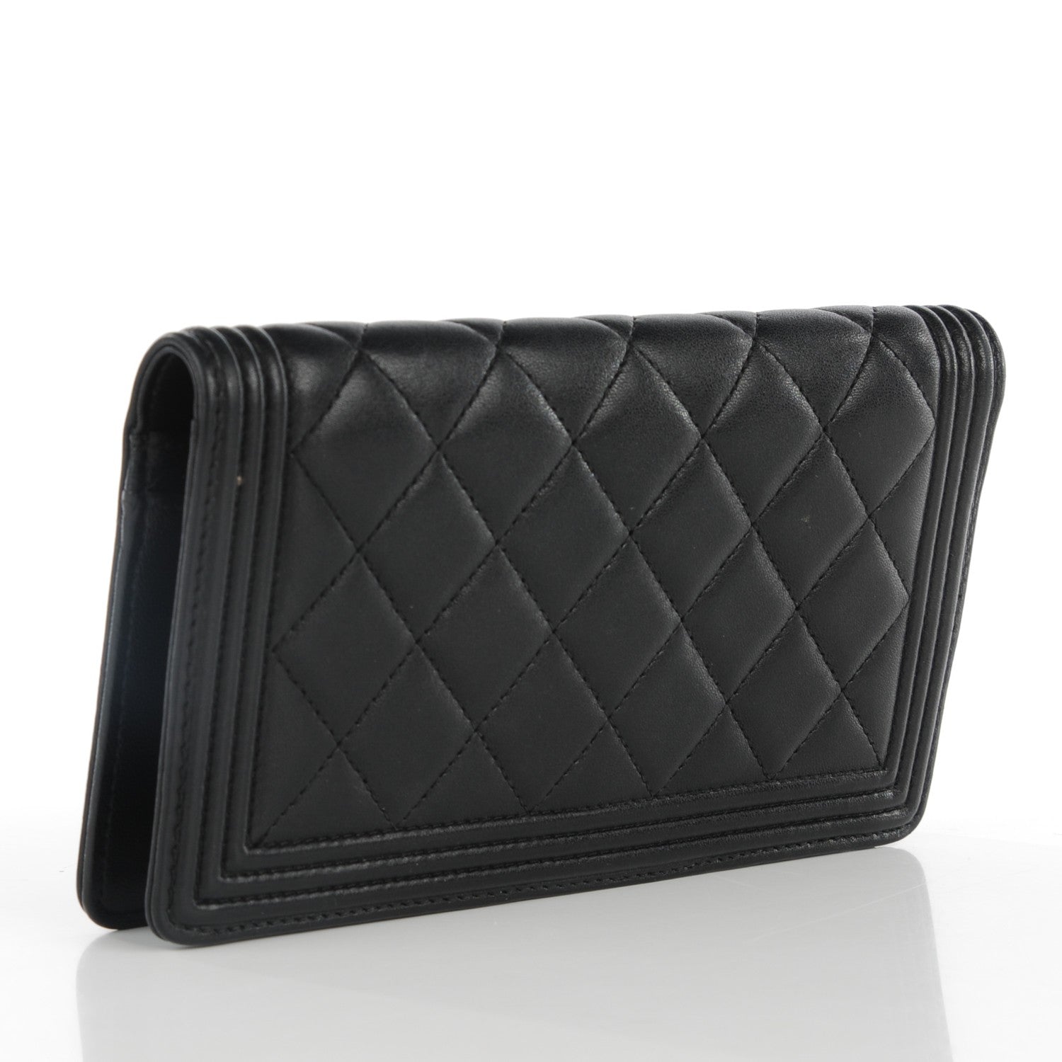 Chanel Lambskin Quilted Boy Yen Wallet Black 3 of 8