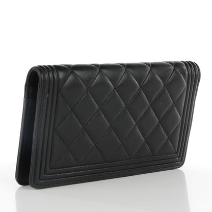 Chanel Lambskin Quilted Boy Yen Wallet Black 3 of 8