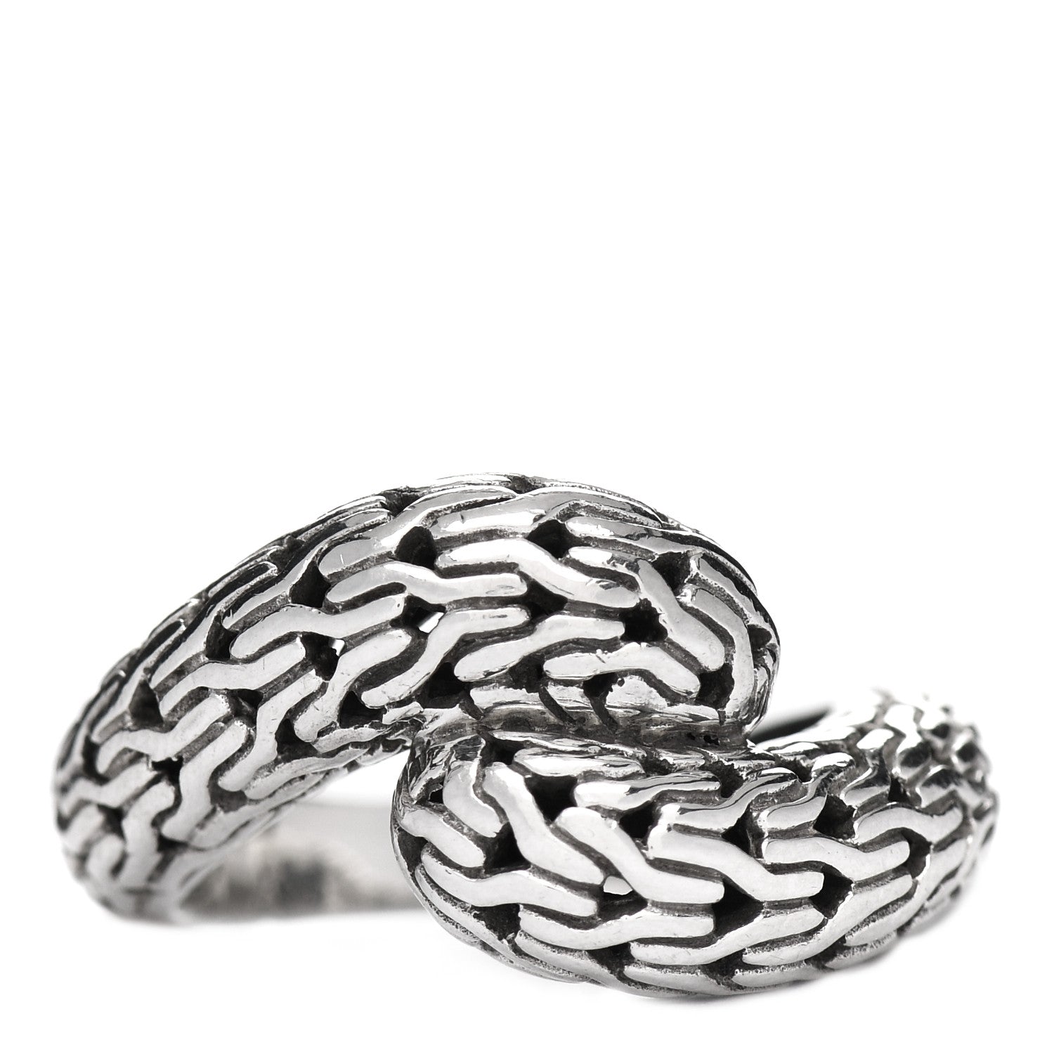 John Hardy Sterling Silver Classic Chain Bypass Ring 55 7.25 1 of 5