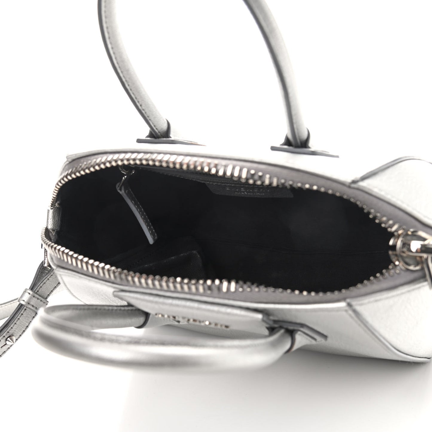 Metallic Sugar Goatskin Mini Antigona Silver