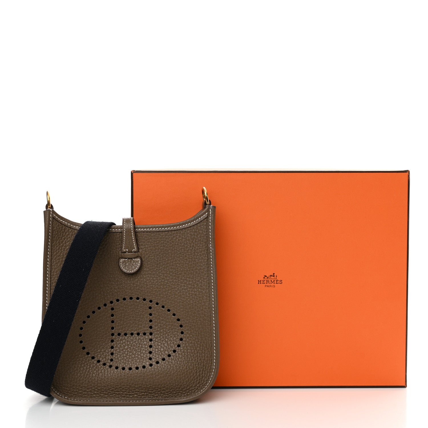 Hermes Taurillon Clemence Amazone Evelyne TPM Etoupe Bleu Indigo 11 of 11