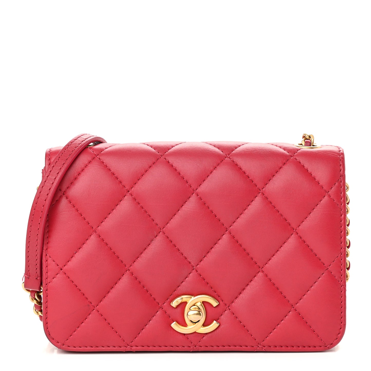 Lambskin Quilted CC Flap Red