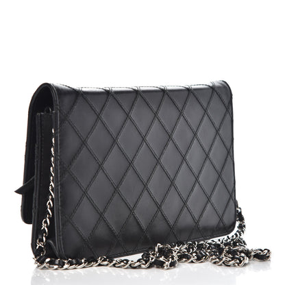 Chanel Lambskin Diamond Stitched Wallet On Chain WOC Black 3 of 9