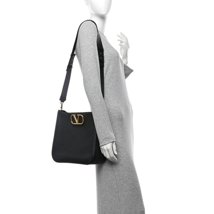 Valentino Garavani Soft Grainy Calfskin Alltime Large Hobo Black 2 of 9