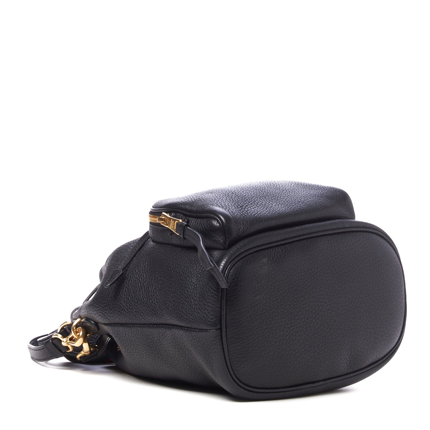 Vitello Daino Drawstring Bucket Black