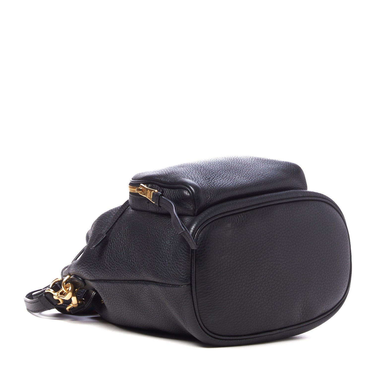 Prada Vitello Daino Drawstring Bucket Black 3 of 8