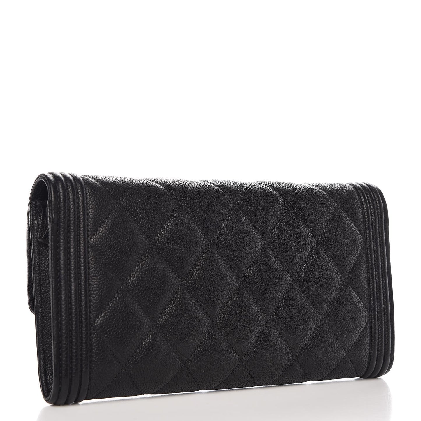Caviar Quilted Boy Flap Wallet Black
