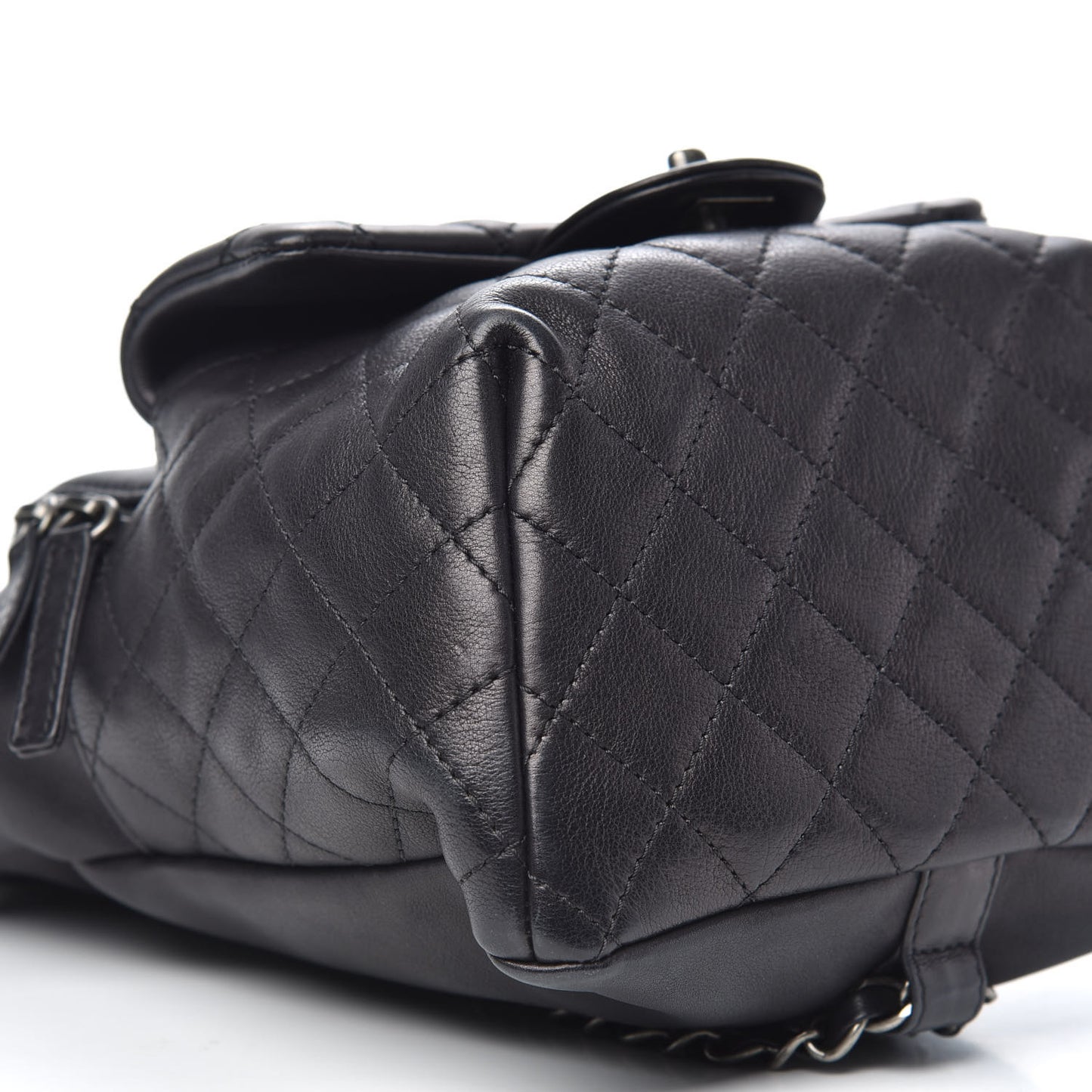 Lambskin Quilted Drawstring Backpack Black