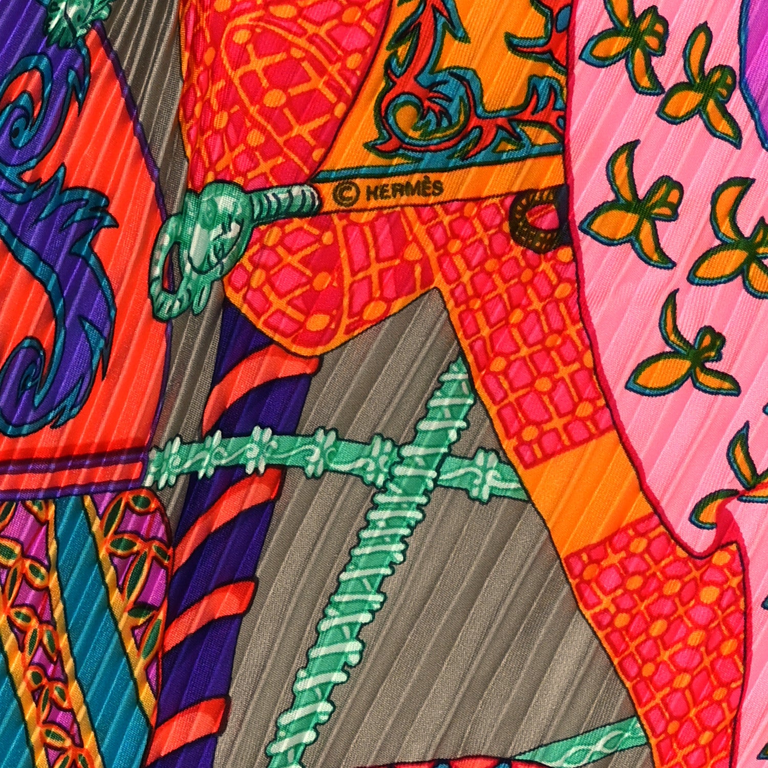 Hermes Silk Etendards et Bannieres Plisse Scarf 90 3 of 5