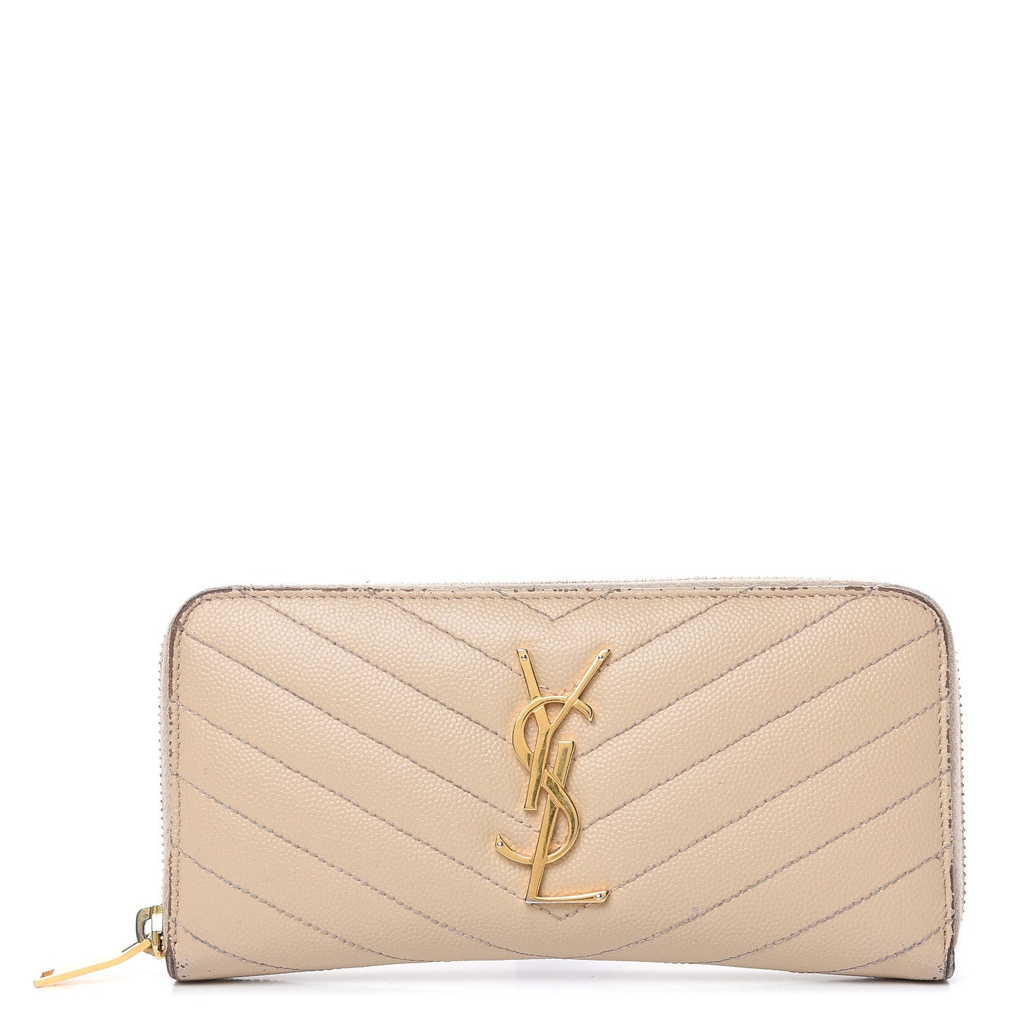 Grain De Poudre Matelasse Chevron Monogram Zip Around Wallet Nude Powder