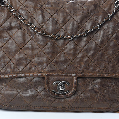 Chanel Aged Crumpled Calfskin Vintage Flap Brown 8 of 17