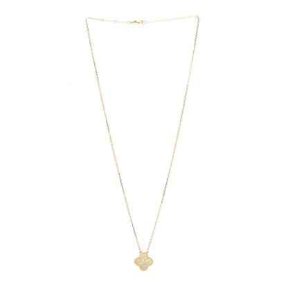 Van Cleef & Arpels 18K Yellow Gold Diamond Yellow Mother of Pearl Vintage Alhambra Pendant Necklace 3 of 7