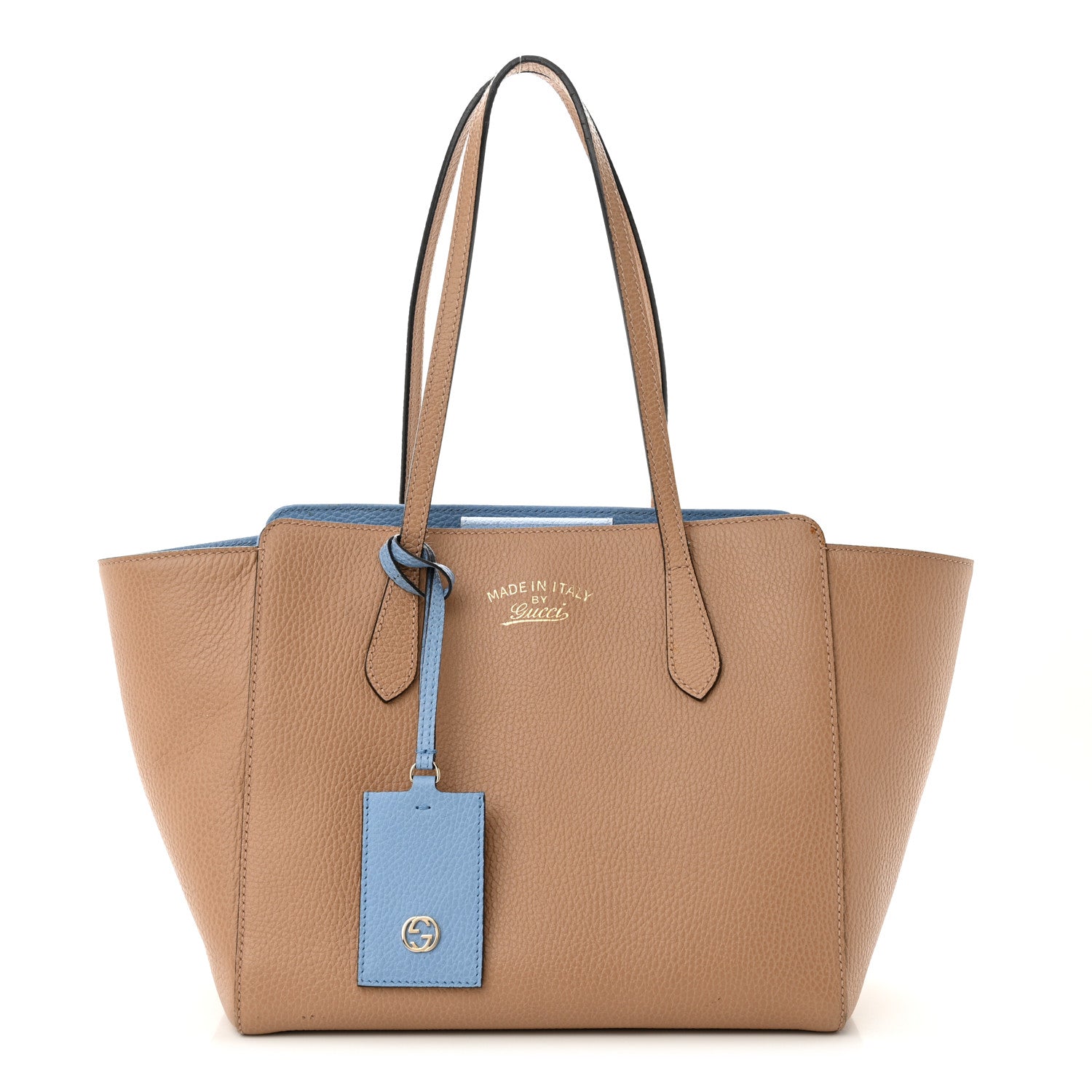 Gucci Dollar Calfskin Small Swing Tote Camelia Mineral Blue 1 of 15