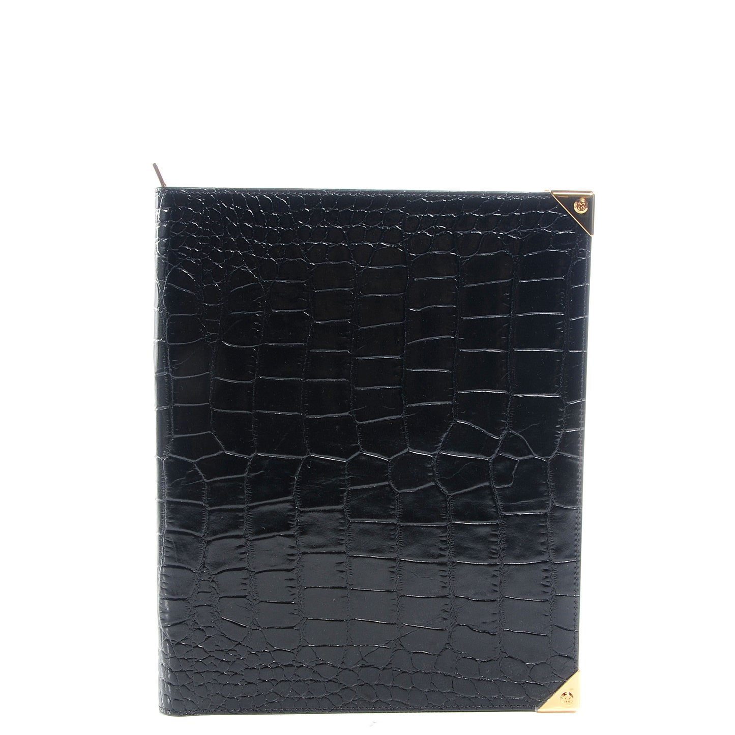 Calfskin Crocodile Embossed Leather Prisma iPad Case Black