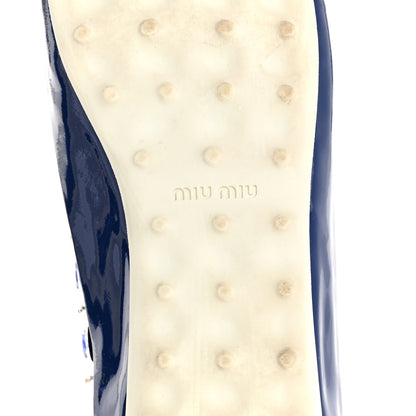 Miu Miu Patent Sequin Beaded Flats 35.5 Blue 8 of 10