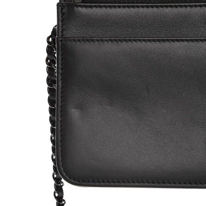 Chanel Calfskin Painted Chevron Embossed Boy Wallet On Chain WOC Black 9 of 11