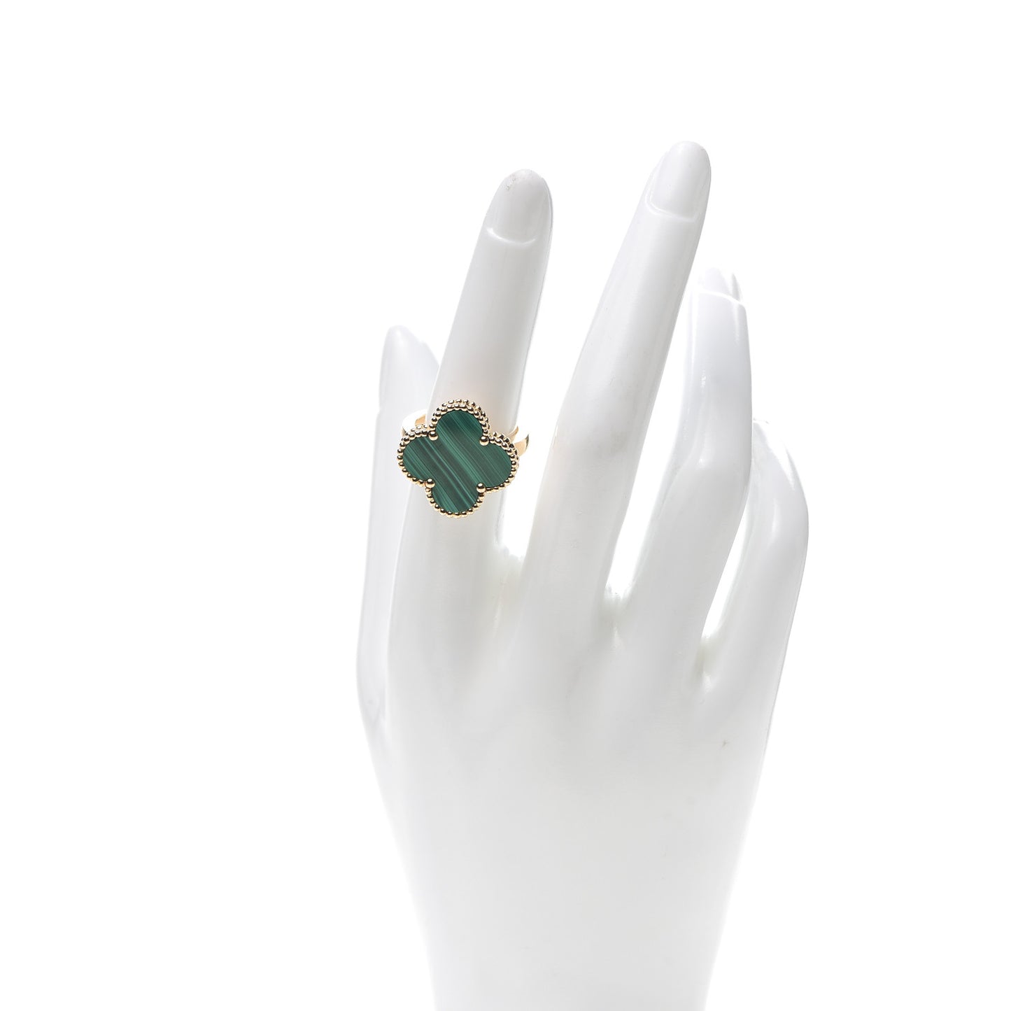 18K Yellow Gold Malachite Magic Alhambra Ring 54 7