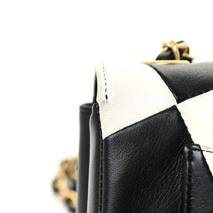 Chanel Lambskin Geometric Patchwork Mini Flap Black White 16 of 17