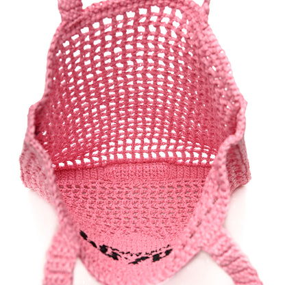 Prada Yarn Raffia Effect Crochet Logo Embroidered Tote Bag Petalo 5 of 10