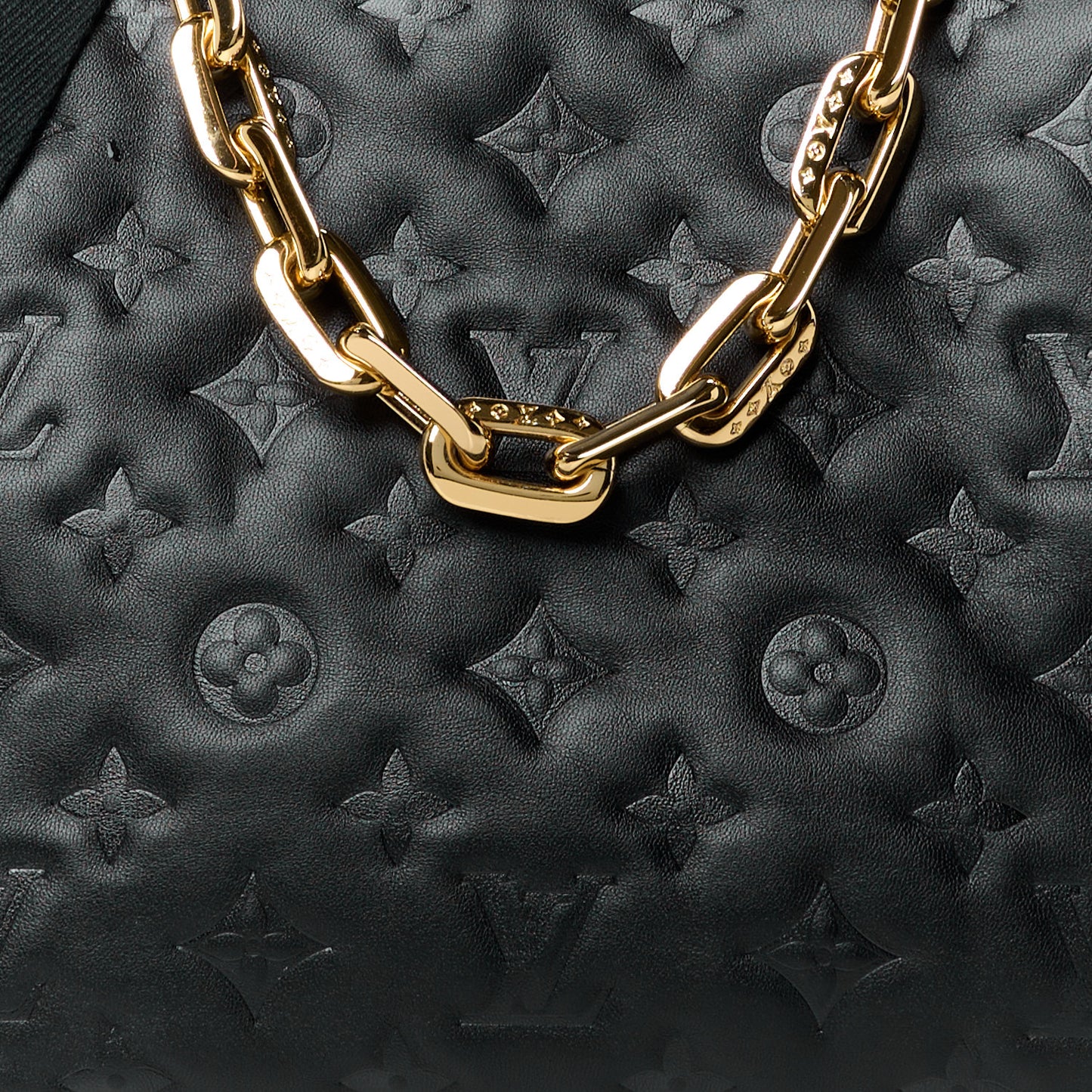 Lambskin Embossed Monogram Coussin PM Black