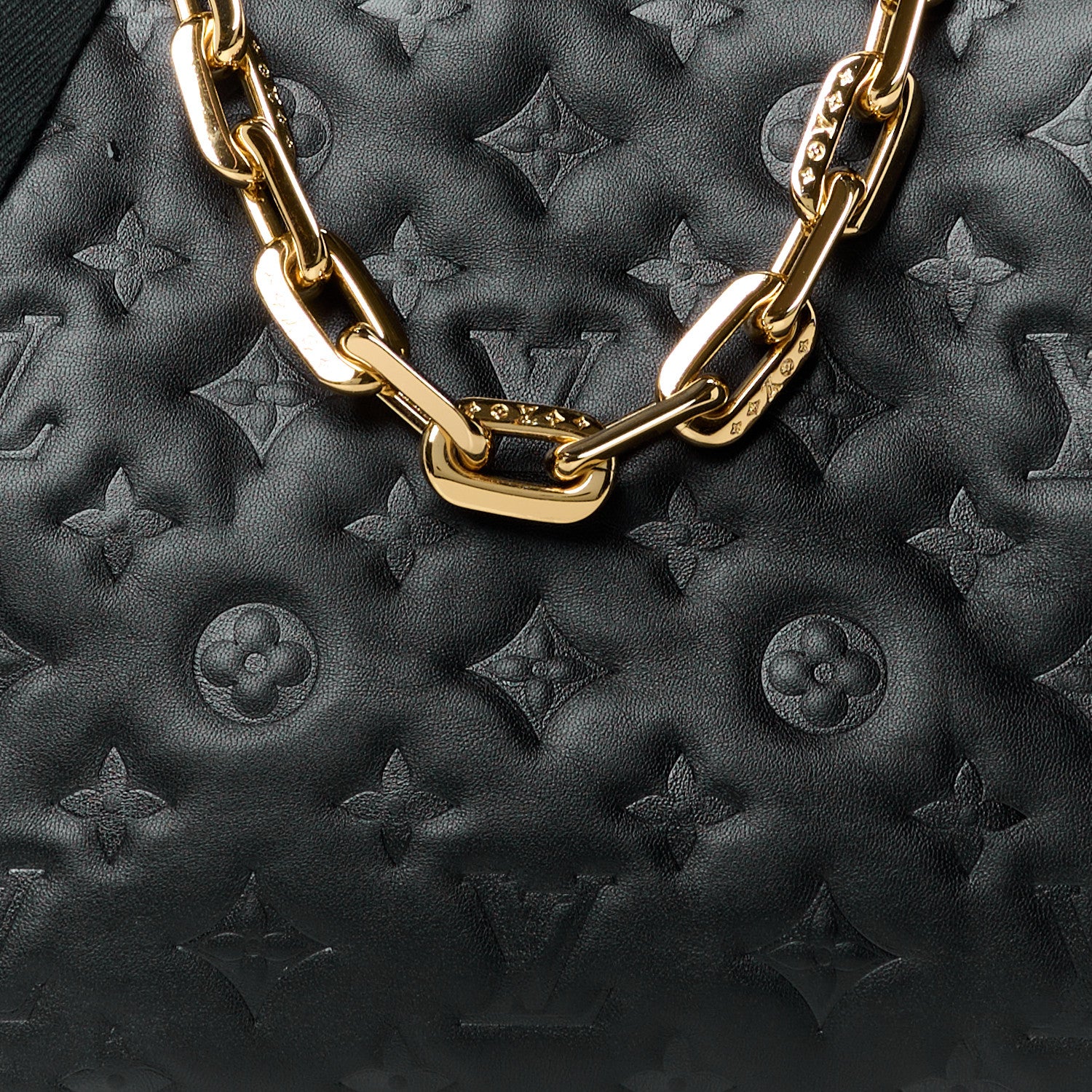 Louis Vuitton Lambskin Embossed Monogram Coussin PM Black 9 of 11