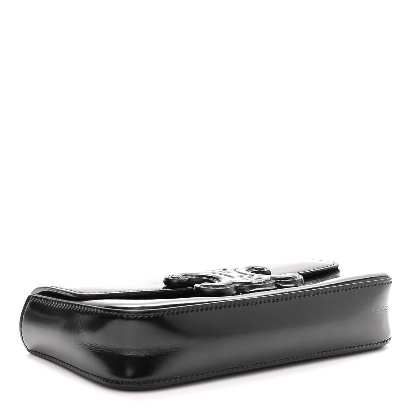 Shiny Calfskin Cuir Triomphe Chain Shoulder Bag Black