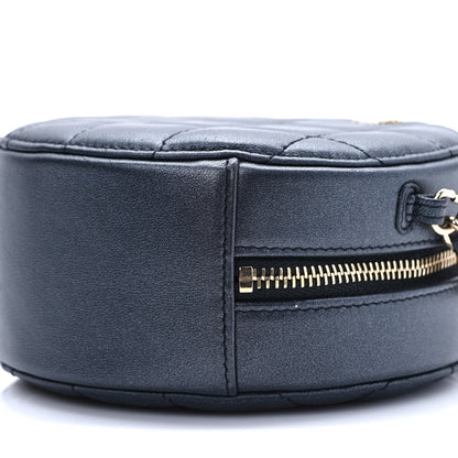 Chanel Iridescent Lambskin Quilted Pearl Round Clutch With Chain Black 9 of 9