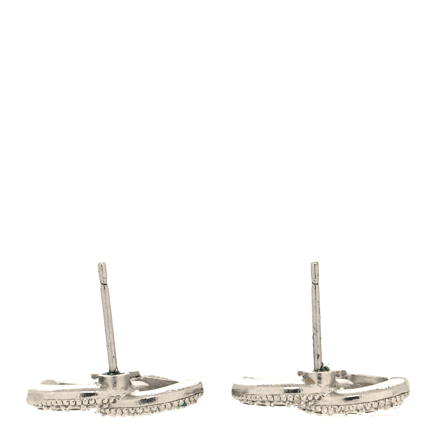 Chanel Crystal Timeless CC Earrings Silver 3 of 4