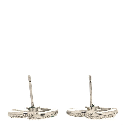 Chanel Crystal Timeless CC Earrings Silver 3 of 4